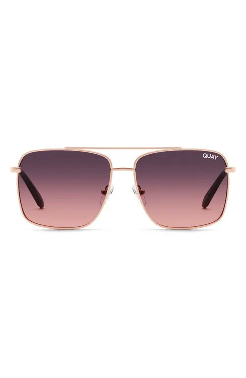 Quay Australia Hot Take 51mm Gradient Aviator Sunglassess in Rose Gold/Smoke Pink at Nordstrom | Nordstrom