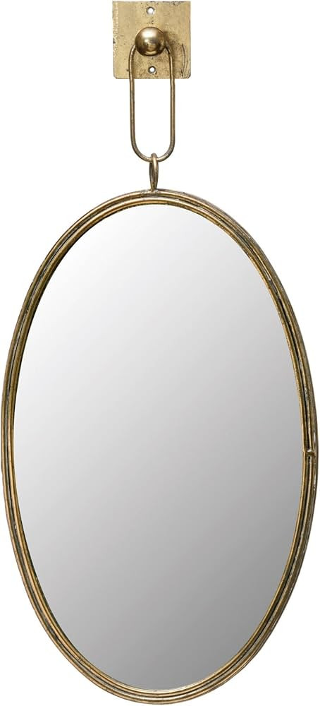 Creative Co-Op Oval Metal Framed Wall Mirror with Bracket, Gold | Amazon (US)