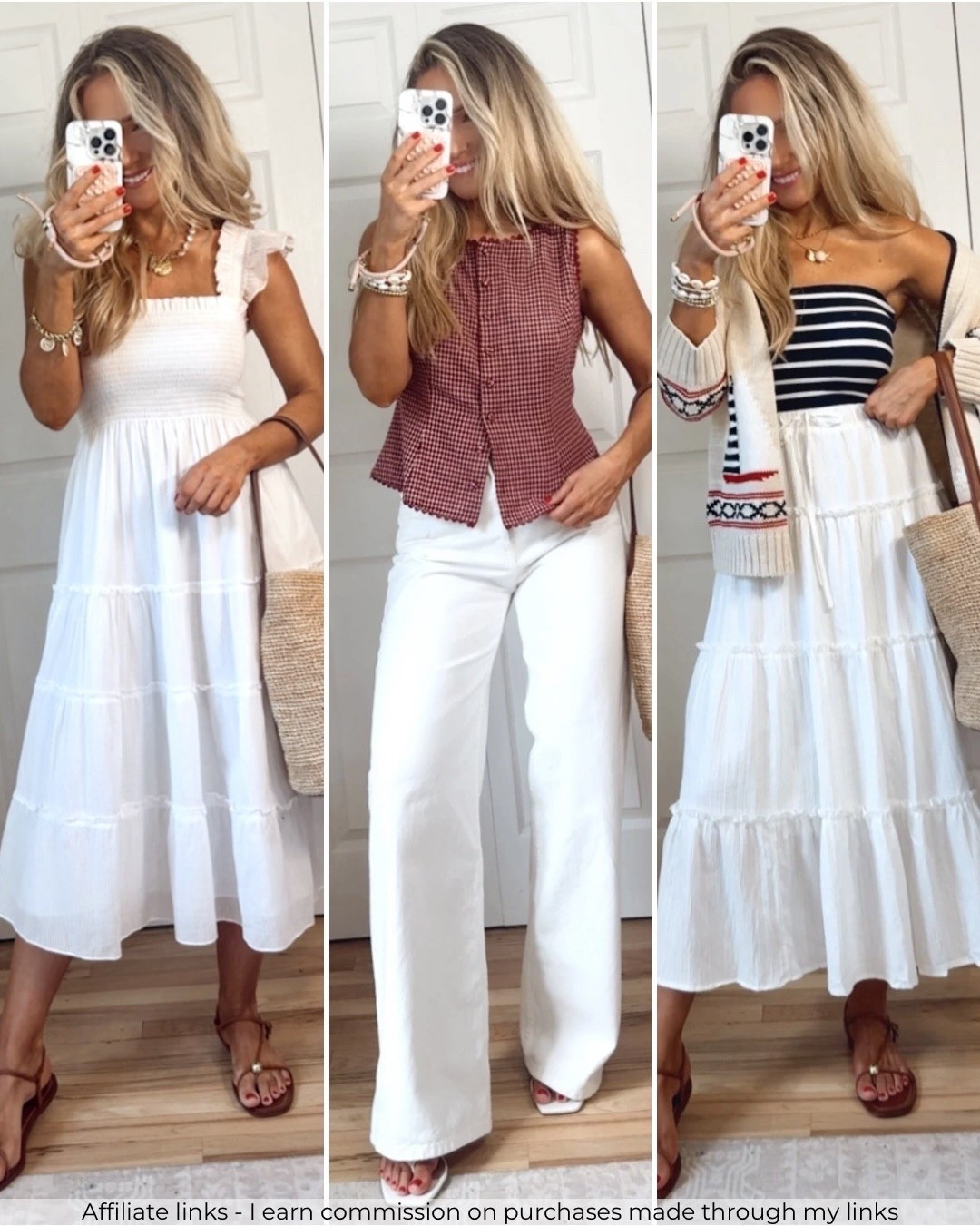 Affiliate links - I earn commission on purchases made through my links

Fourth of July outfits
Casual summer style
Coastal vibes 
Classic looks
White dress
Amazon gingham top
Amazon white skirt