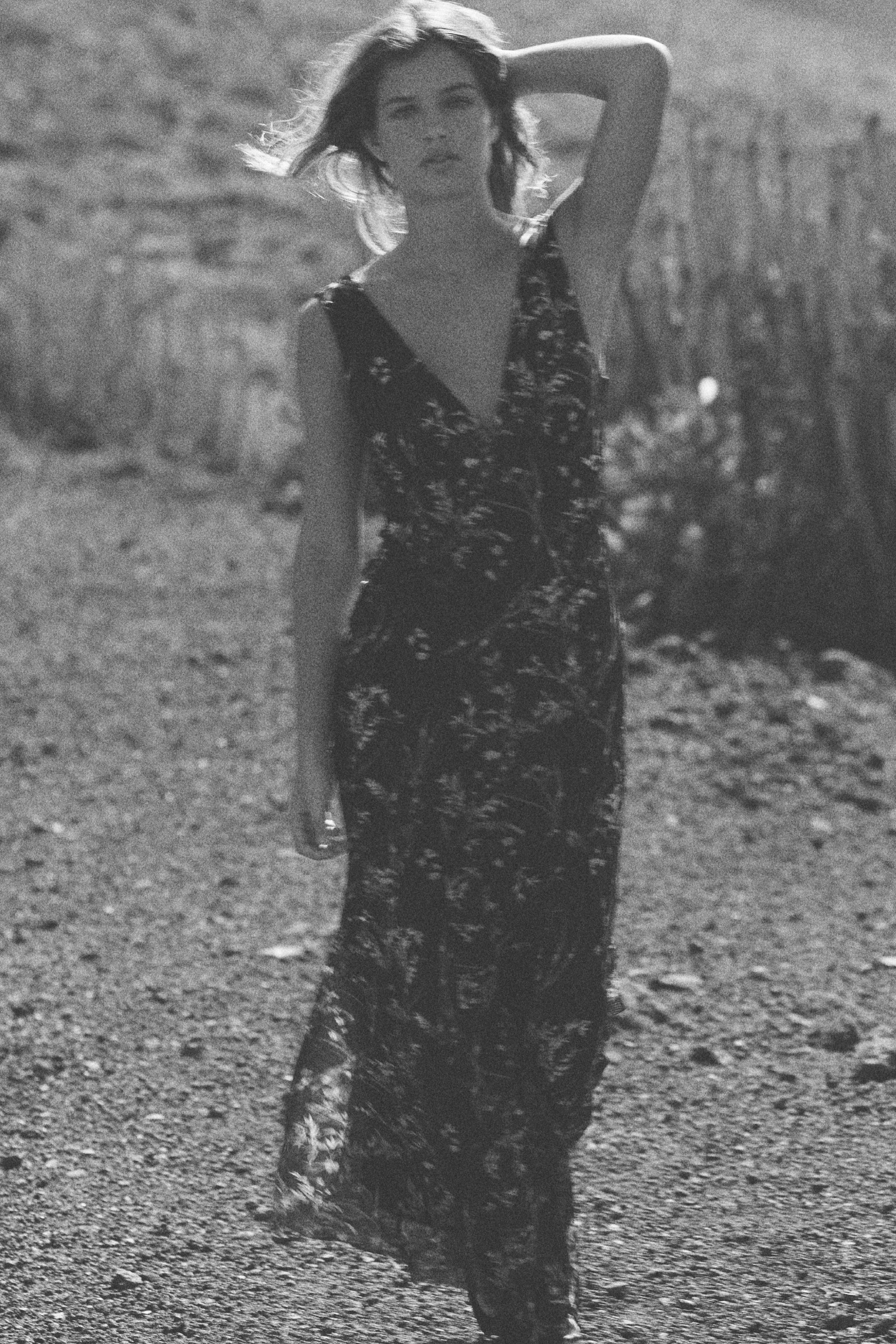 Long V-neck dress with straps. Matching interior lining. Godet hem. | Zara Canada