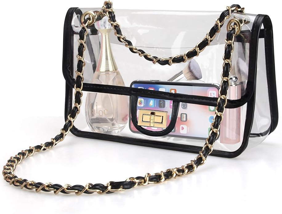 Designer Clear Purse Clutch Bag for Women Crossbody Bag Stadium Approved Transparent Concert Hand... | Amazon (US)