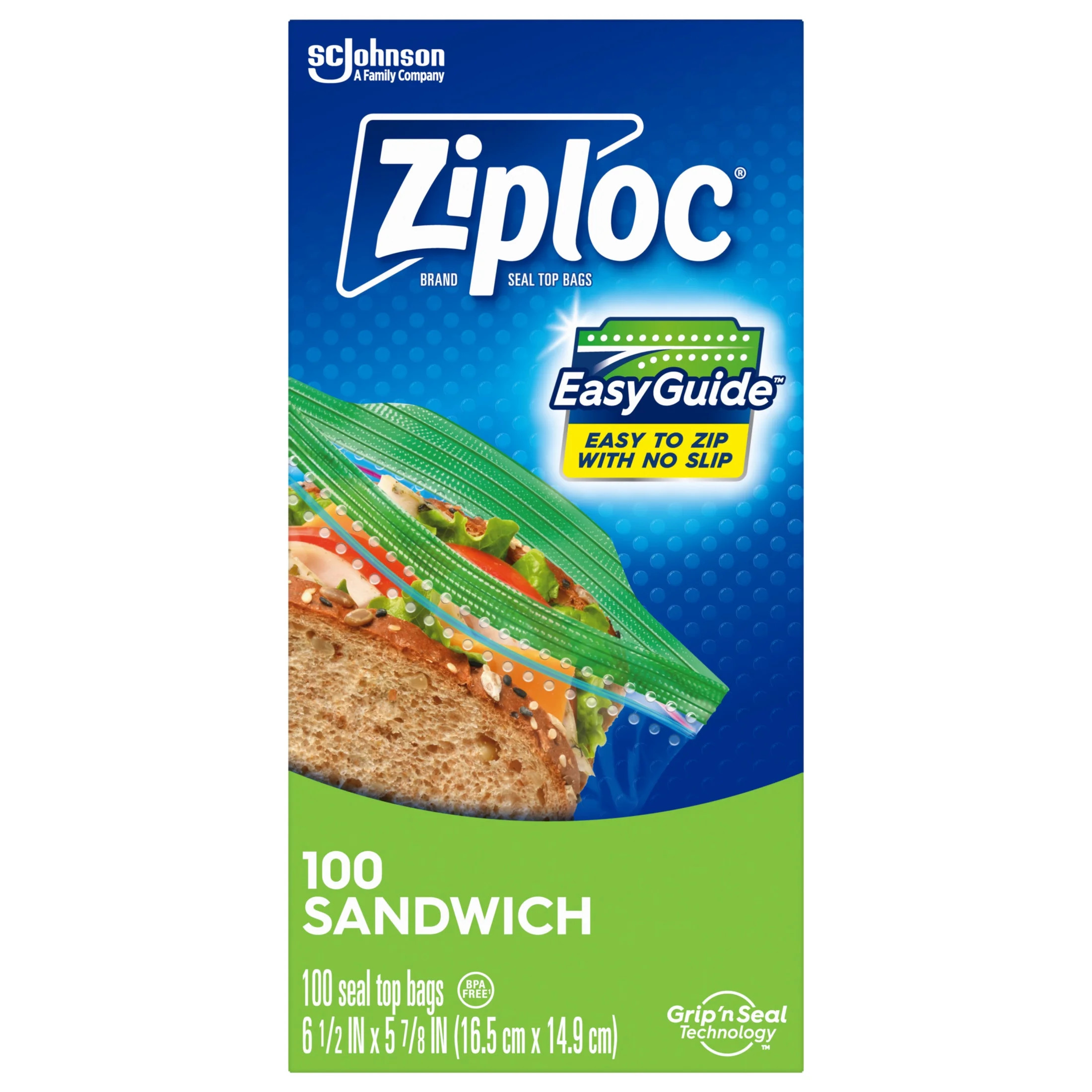 Ziploc Sandwich Bags, School Supplies, with EasyGuide 100 Count - Walmart.com | Walmart (US)