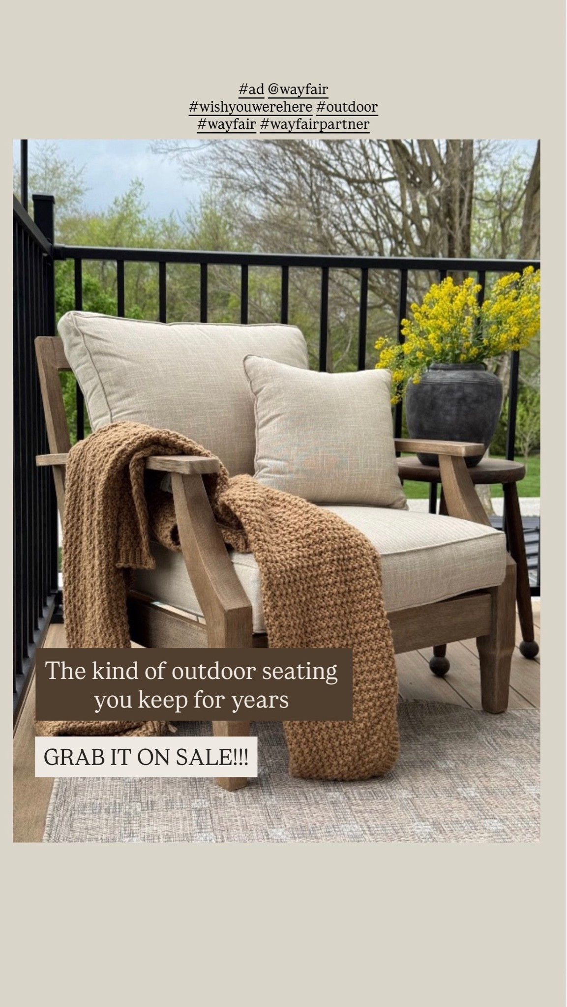 #AD I’ve owned a lot of outdoor furniture over the years, and this chair is still one of my absolute favorites.
The frame has held up beautifully, the cushions are incredibly comfortable, and the classic design works with just about any style. It’s one of those pieces that doesn’t feel trendy. It just feels timeless.
If you’ve been looking for outdoor seating you’ll love for years, this is the chair I’d recommend over and over again. Bonus: it’s currently on sale at @wayfair.
#wishyouwerehere #outdoor #Wayfair #WayfairPartner

#LTKSaleAlert #LTKHome