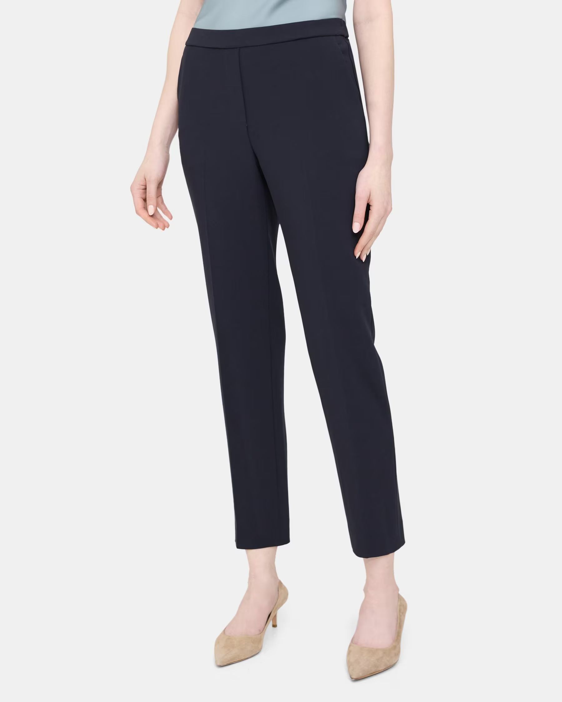 Slim Cropped Pull-On Pant in Crepe | Theory Outlet