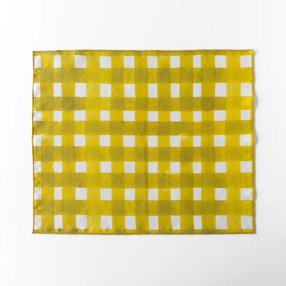 Yellow Cross Hatch Placemat | Goldie Home