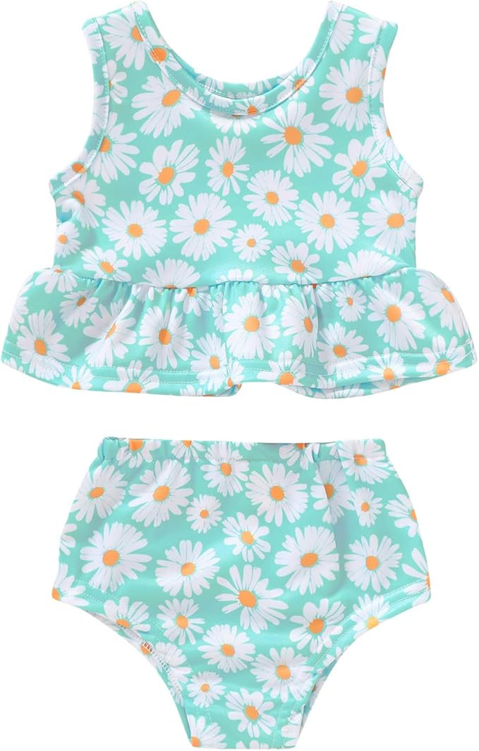 YOUNGER TREE Toddler Baby Girls Summer Swimsuit Sleeveless Striped Swimwear Two-Piece Suit Beach ... | Amazon (US)