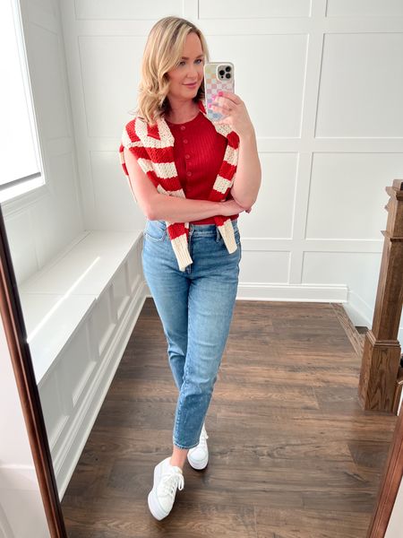 Causal running around style. My top and sweater are both from Target. Wearing a medium in both. I wear these jeans on repeat and they are priced great from JCrew Factory. My platform sneakers are Keds and so classic and clean  

#LTKShoeCrush #LTKStyleTip #LTKOver40