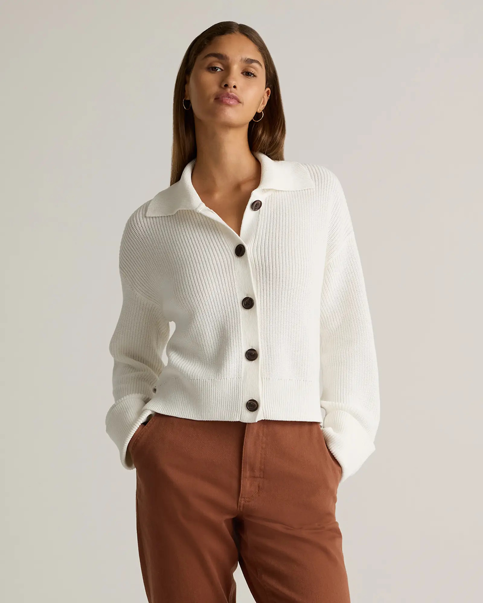 100% Organic Cotton Fisherman Collared Cardigan | Quince