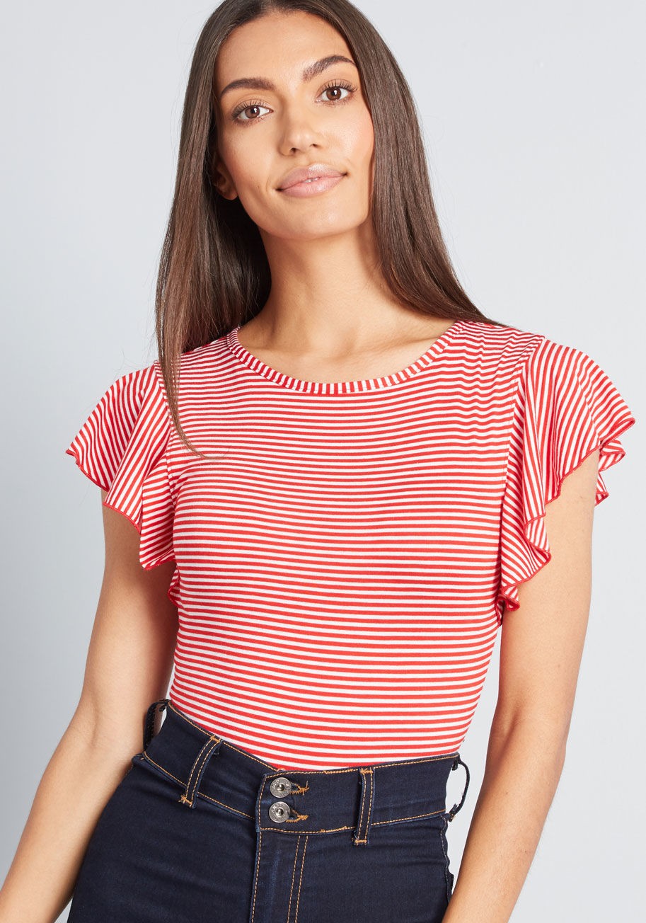Comfortably Fluttery Knit Bodysuit in L | Modcloth
