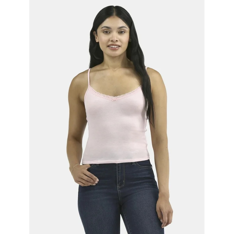 No Boundaries Vintage Tank Top with Lace Trim, Women's | Walmart (US)