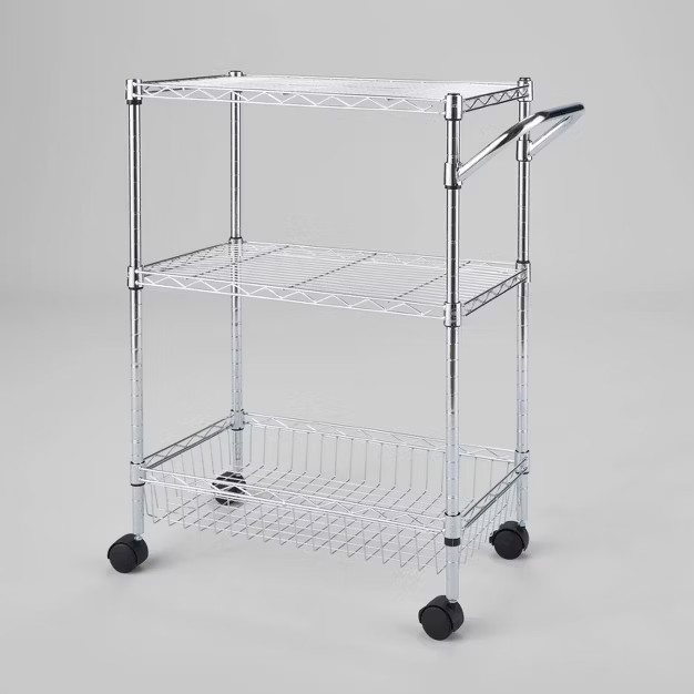 3 Tier Metal Utility Cart Chrome - Brightroom™ | Target