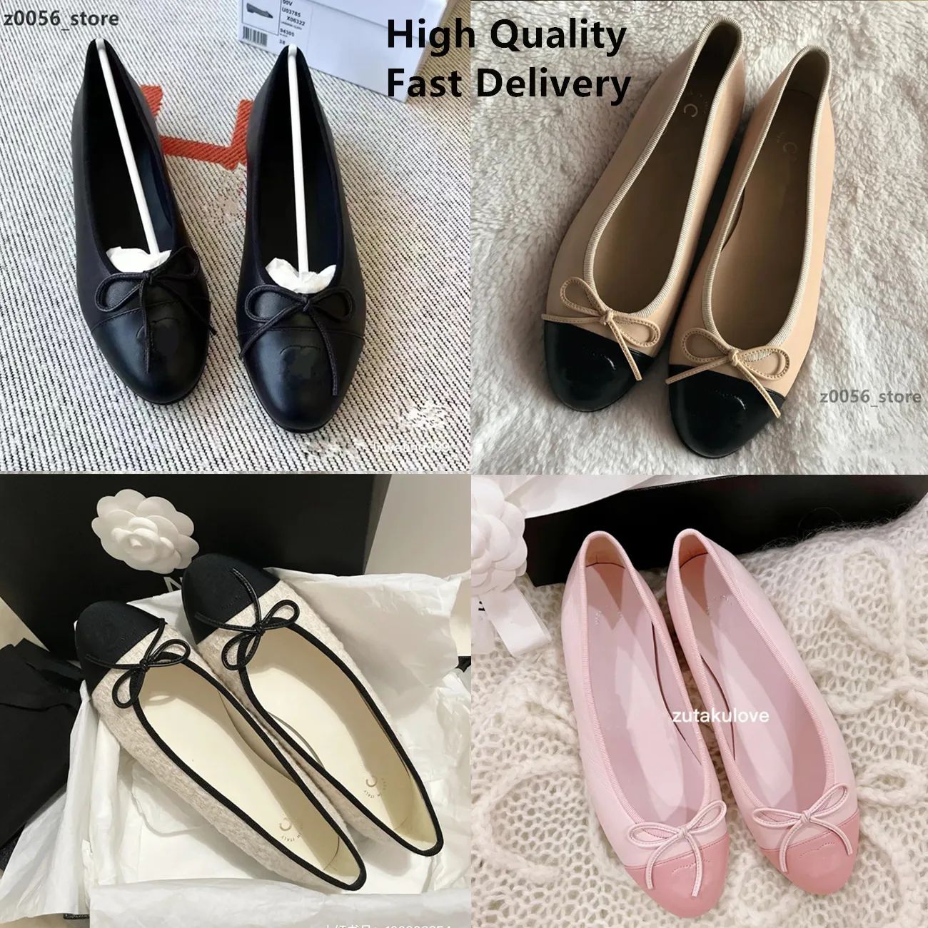 Paris Luxury designer Black Ballet Flats Shoes Women brands Quilted Genuine Leather Slip on Balle... | DHGate