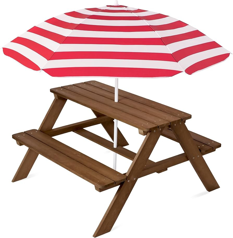 Best Choice Products Kids Wooden Picnic Table, Outdoor Activity & Dining Table w/Adjustable Colla... | Amazon (US)
