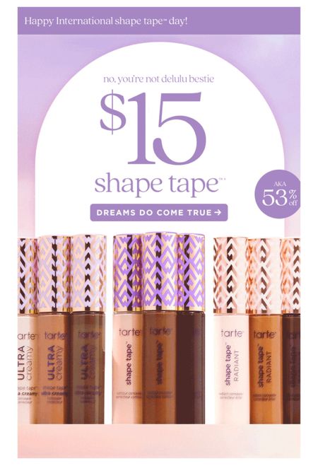 Tarte Shape Tape concealer on sale for only $15!!!


#LTKsalealert #LTKbeauty #LTKMostLoved