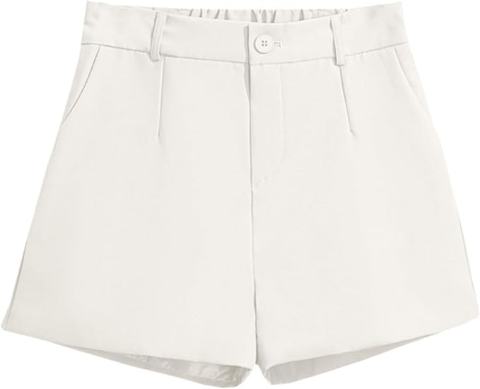 Betusline Women's Shorts Summer Casual Work Pleated Dress Shorts with Back Elastic Waist | Amazon (US)