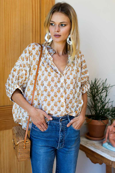Mandarin Collar Top - Little Marigolds Organic | Emerson Fry