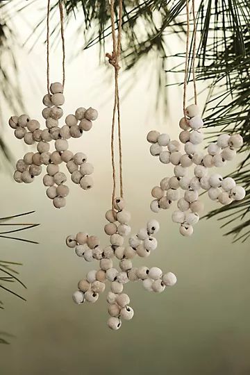 Snowflake Wood Ornaments, Set of 3 | Anthropologie (US)