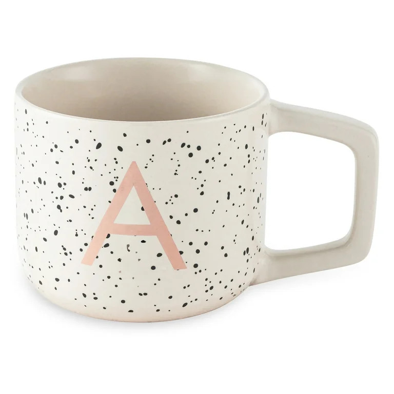 Thyme & Table 13.5 fl oz Monogram A White Speckled Stoneware Mug | Walmart (US)
