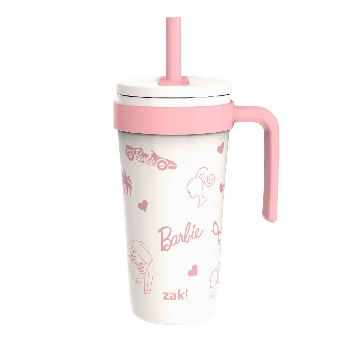 Zak Designs 18oz Barbie Stainless Steel Vacuum Fairway Straw Tumbler White | Target