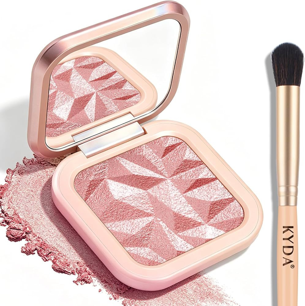 KYDA Pink Highlighter Palette, High Glossy Face Illuminator Palette, Natutal Glow Finish, Pearl S... | Amazon (US)