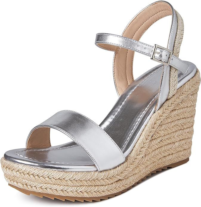 mikarka Platform Espadrilles Wedge Sandals for Women Buckle Ankle Strap Open toe Dressy Summer Sh... | Amazon (US)