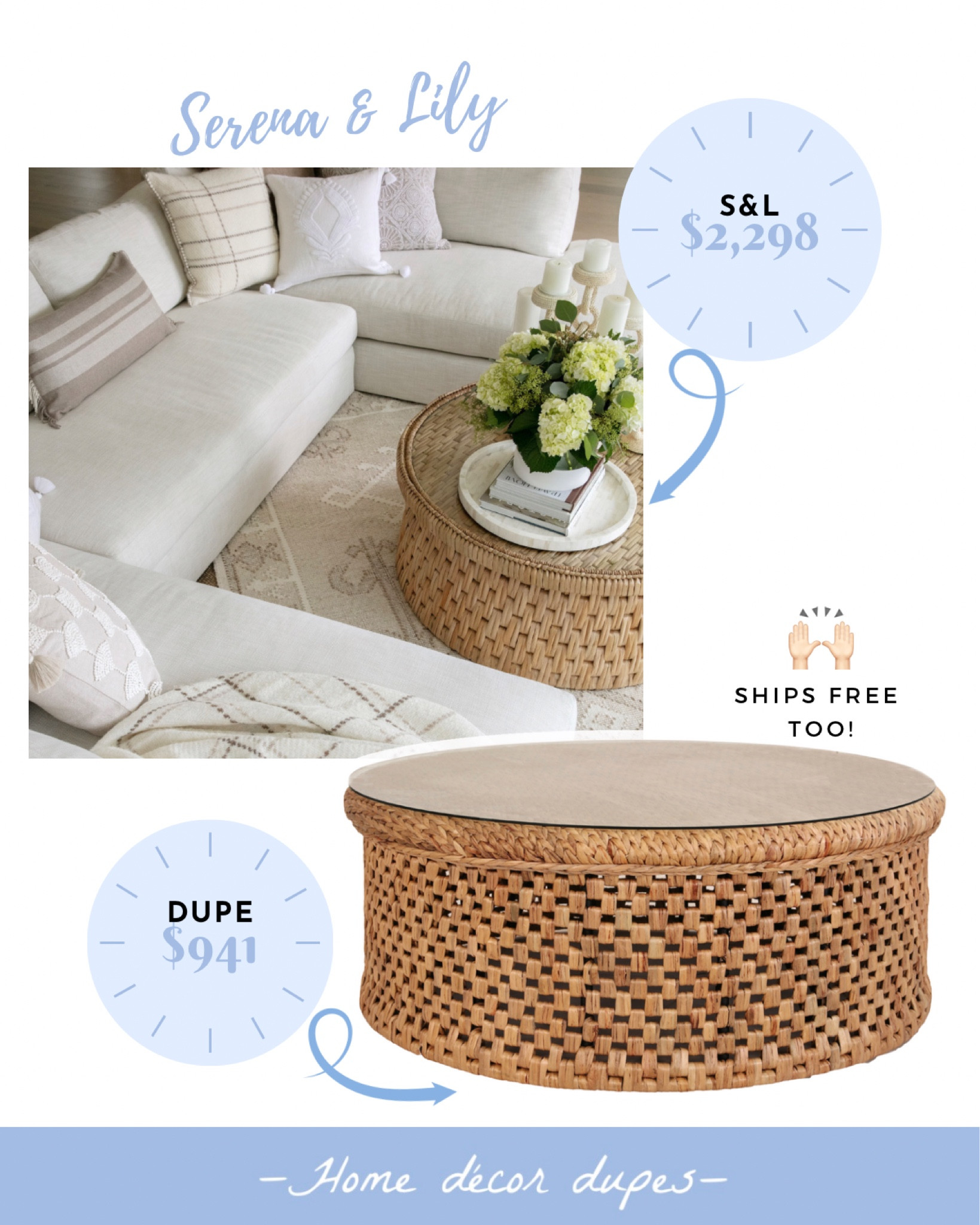 📣New Dupe Alert!📣 for this pretty woven Cape coffee table from Serena & Lily!!!

Serena & Lily cape coffee table $2,298 + shipping but currently 20% off
DUPE woven coffee table $941 + SHIPS FREE 🙌🏻

The sizes are comparable too!! Plus I also linked a smaller option that’s under $450! 💃🏼

#LTKsalealert #LTKhome #LTKFind