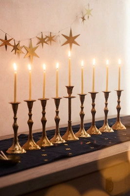 Brass Menorah Taper Holders, Set of 9 | Terrain