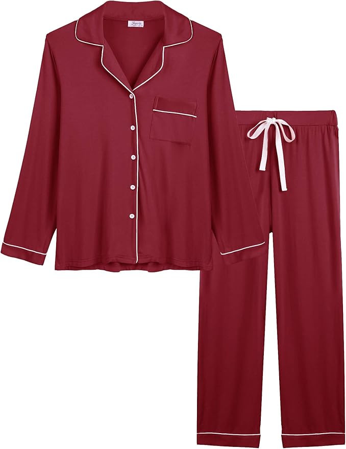Joyaria Women Bamboo Super Soft Comfy Long Sleeve Button Down Pajama Sets | Amazon (CA)