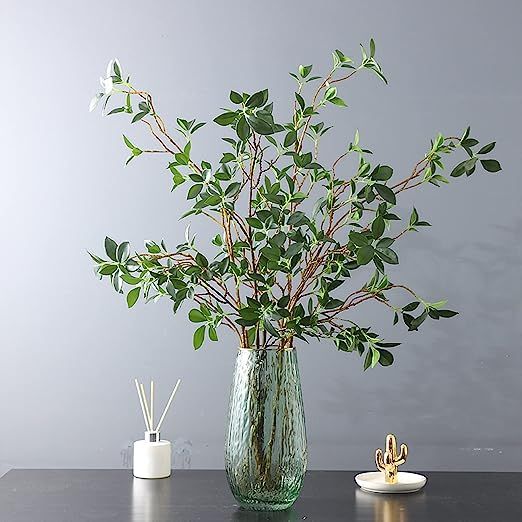 Pectt 3 Pcs Artificial Ficus Branches Leaf Spray, Faux Greenery Long Stems 44.5 Tall Ficus Twig F... | Amazon (US)