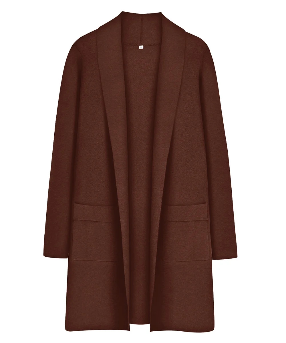 CASSIE LIZ Plus Size for Women's Open Front Loose Cardigan V Neck Knitted Brown Cardigan Sweaters... | Walmart (US)