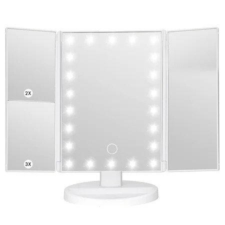 Makeup Mirror with Lights Lighted Makeup Mirror with 22Pcs LED Lights 2X 3X Magnifying Makeup Mirror Dual Power Supply Light Up Vanity Mirror | Walmart (US)