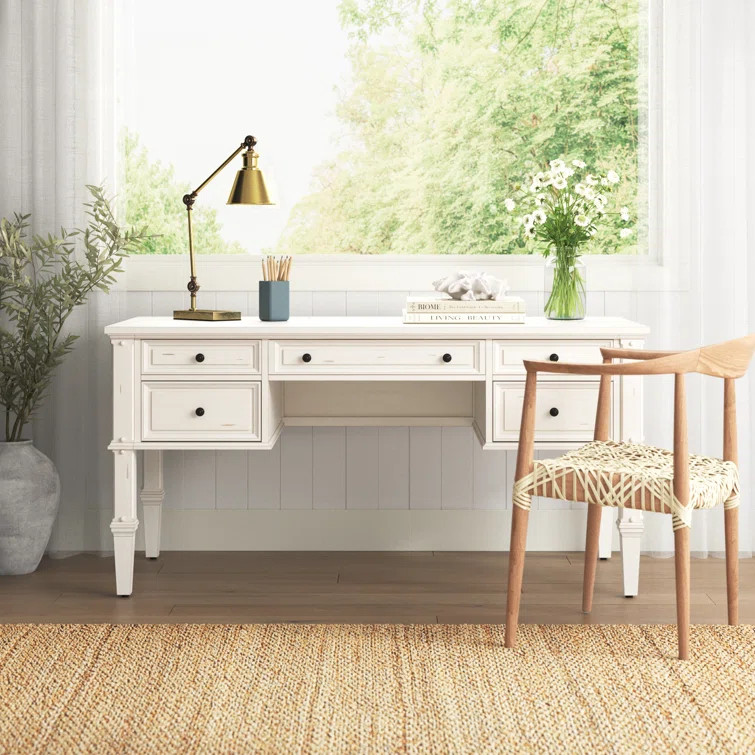 Stratton Solid Wood Desk with Built-in Outlets | Wayfair North America