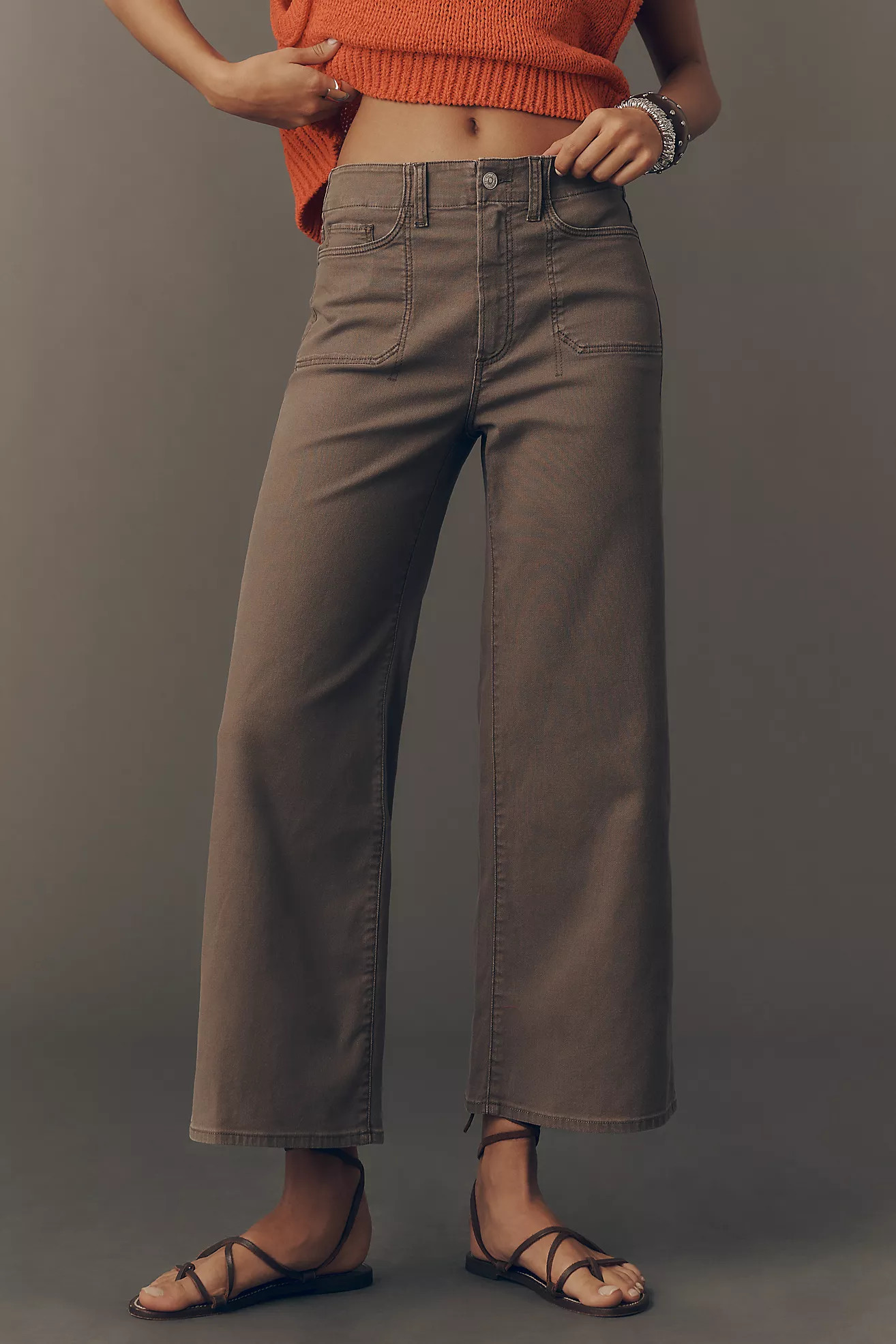 PAIGE Anessa Utility Pocket High-Rise Crop Wide-Leg Jeans | Anthropologie (US)