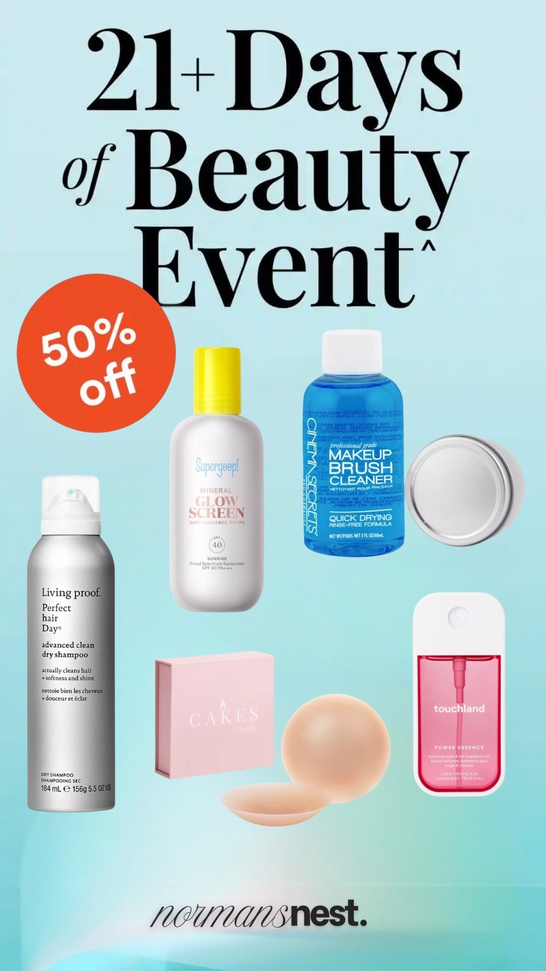 Today’s half off beauty deals at Ulta!

Supergoop sunscreen 
Cinema secrets brush cleaner
Living Proof dry shampoo
Cakes nipples covers
Touch land hair mist

#LTKBeauty #LTKSaleAlert #LTKselfcare