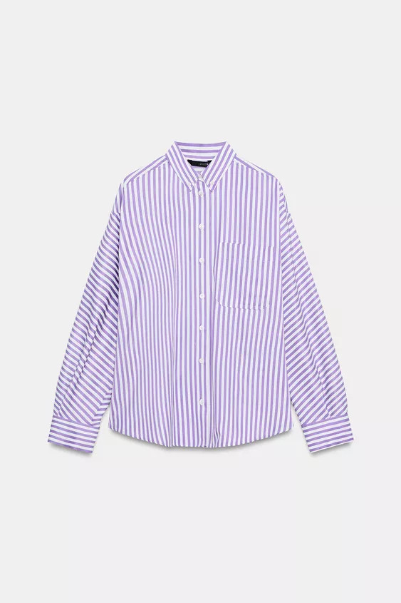 CHEMISE EN POPELINE À RAYURES | Zara FR