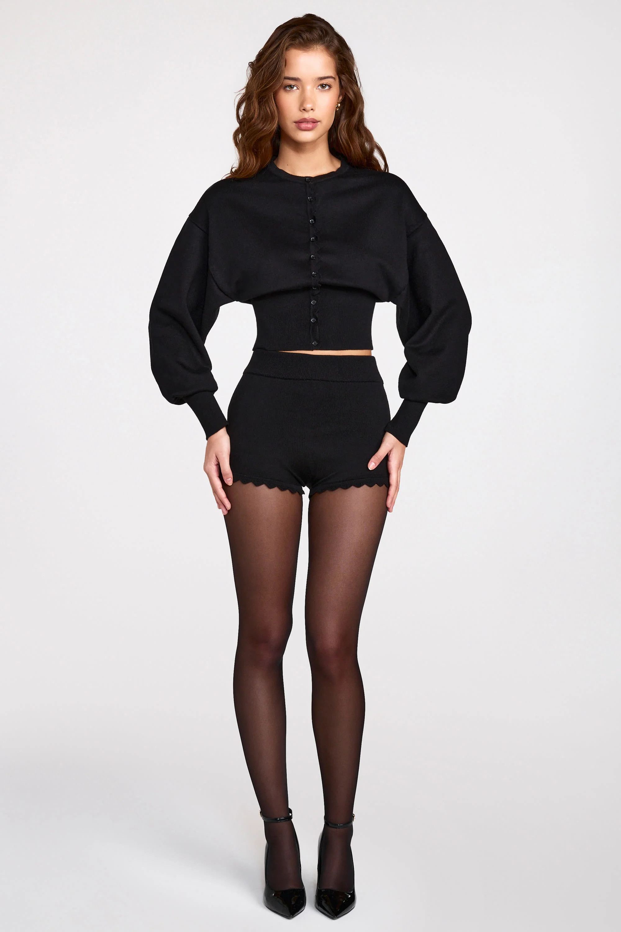 Knit Mid-Rise Mini Shorts in Black | Oh Polly