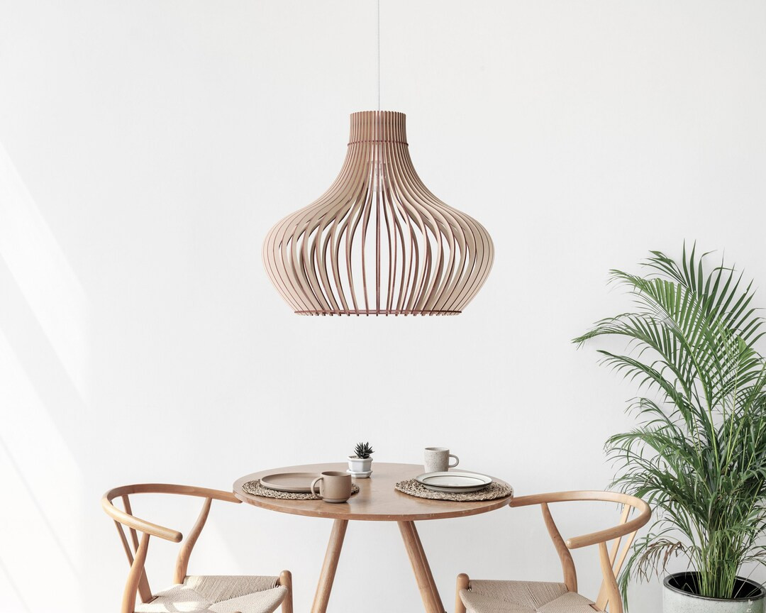 BELLAR Modern Scandinavian Style Ceiling Mount Wood Pendant Lighting Lamp Shade with E26/27 Base | Etsy (US)