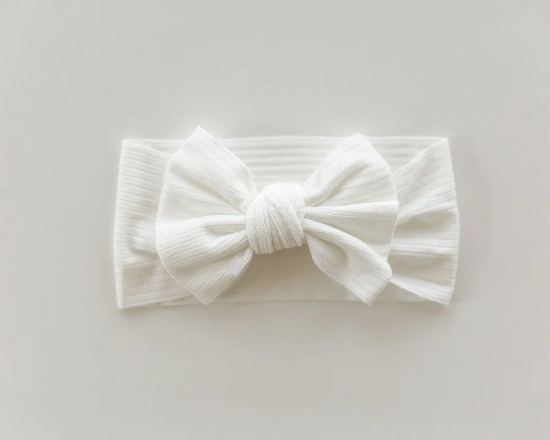 Ribbed Bow Headband in White | Etsy (US)