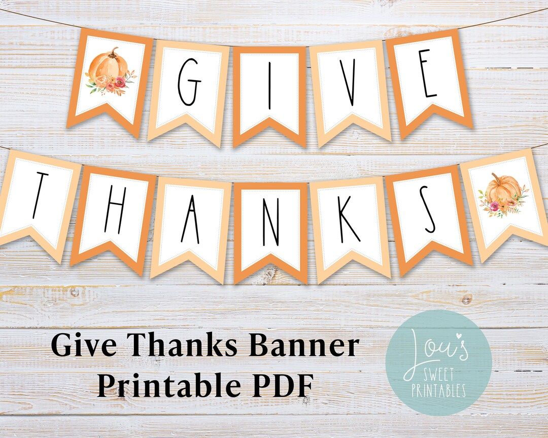 Thanksgiving Banner Printable Give Thanks Bunting Banner - Etsy | Etsy (US)