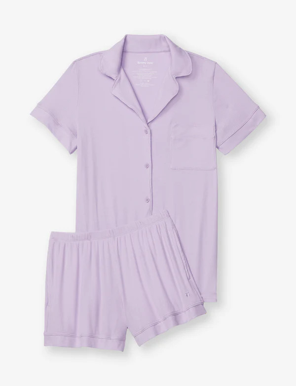 Women's Second Skin Micro Rib Short Sleeve Top and Short Pajama Set | Tommy John