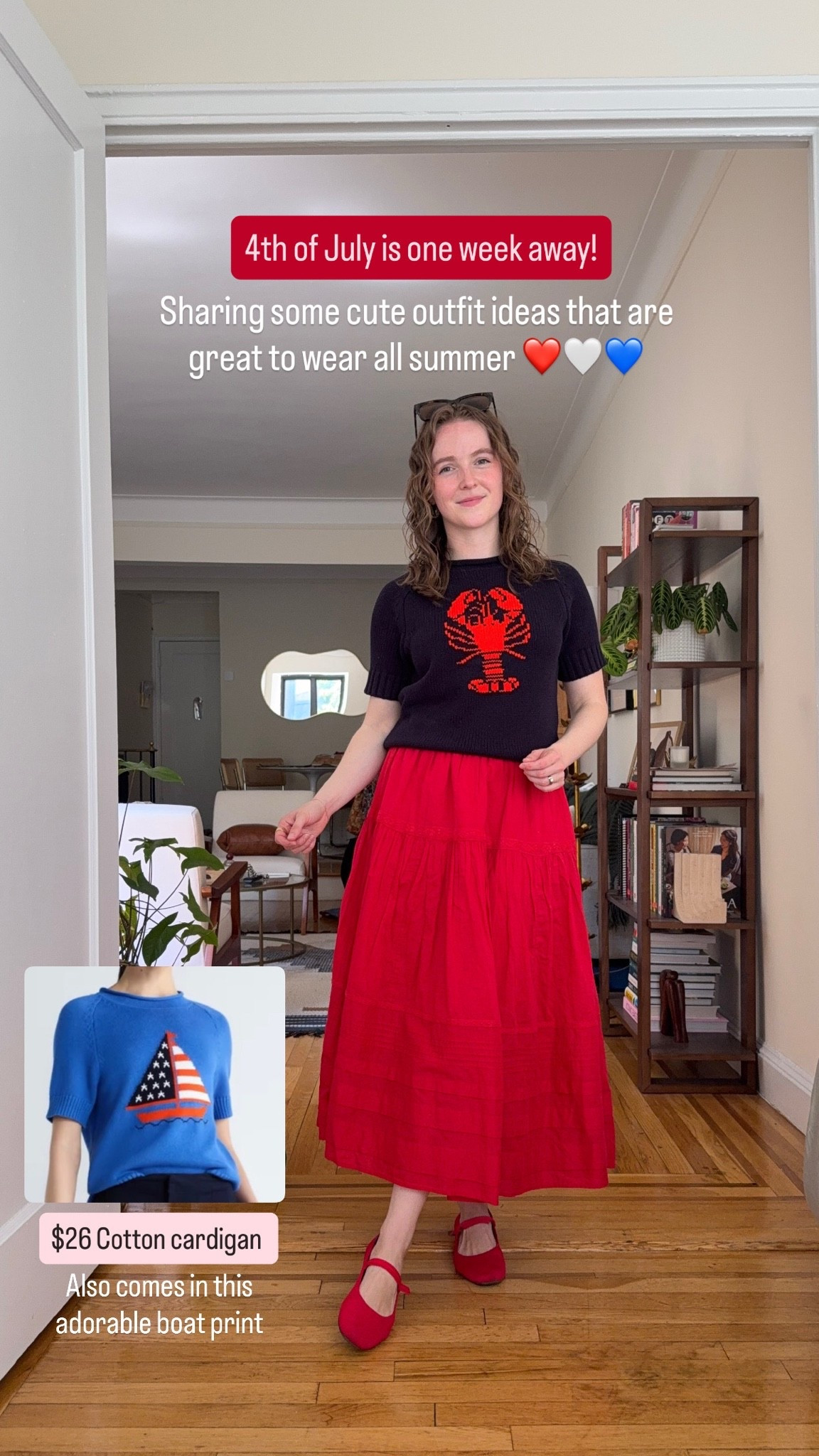 4th of July outfit. Cotton sweater under $30 paired with a cotton skirt. Americana summer outfit goals!

#LTKSaleAlert #LTKSeasonal