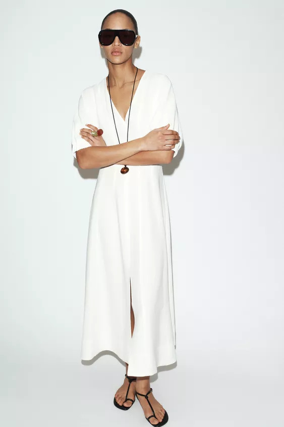 BALLOON SLEEVE MIDI DRESS | Zara US