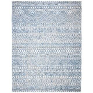 SAFAVIEH Micro-Loop Blue/Ivory 8 ft. x 10 ft. Distressed Tribal Area Rug MLP502M-8 - The Home Dep... | The Home Depot