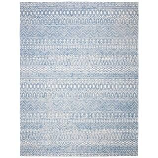 SAFAVIEH Micro-Loop Blue/Ivory 8 ft. x 10 ft. Distressed Tribal Area Rug MLP502M-8 - The Home Dep... | The Home Depot