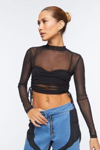 Sheer Mesh Ruched Crop Top | Forever 21 | Forever 21 (US)