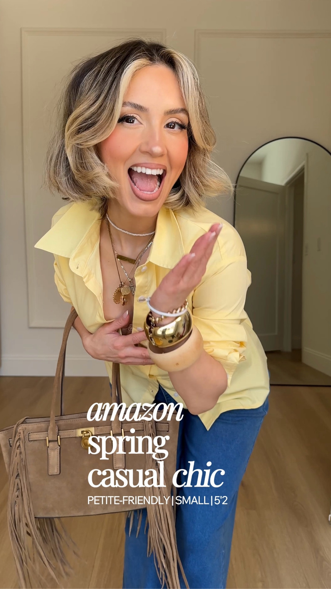 Amazon early spring casual chic outfits ✨🥰

Size small in tops 
Small or size 4 in jeans - both have excellent stretch! 
XS in dress 

#LTKU #LTKPetite #LTKootd