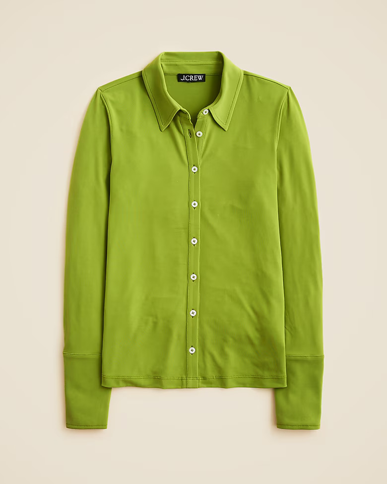 Button-up shirt in matte jersey | J. Crew US