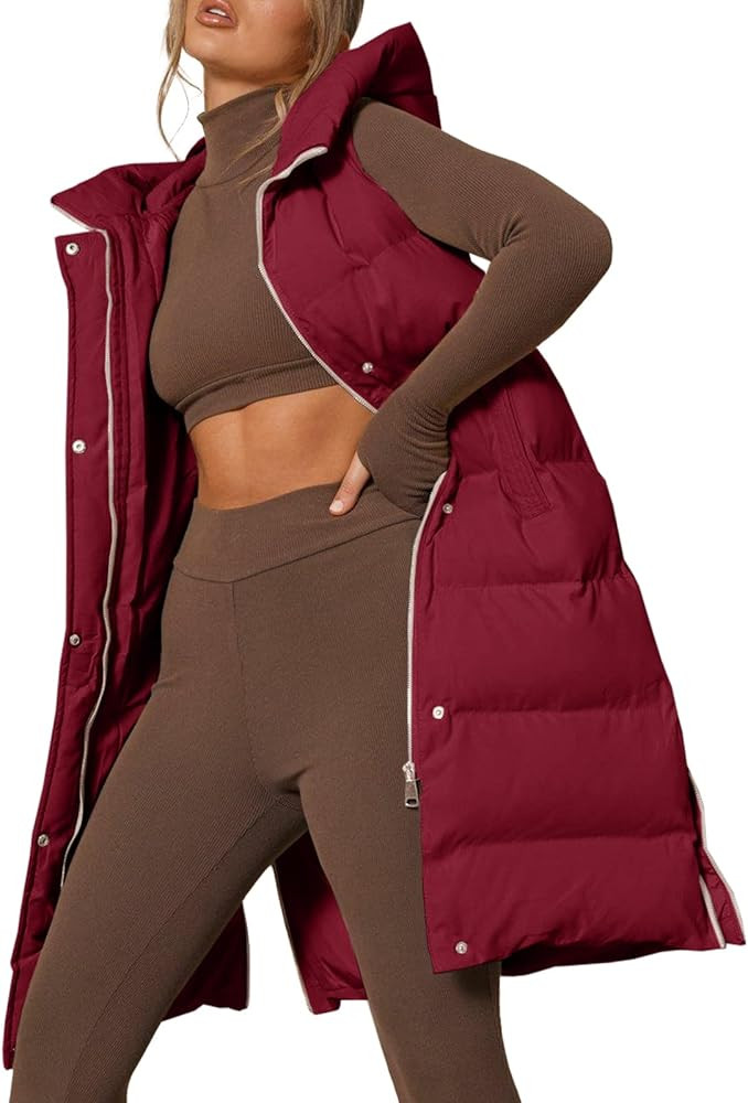 Inorin Womens Down Vest with Stand Collar Thick Hooded Sleeveless Long Coats Jacket | Amazon (US)