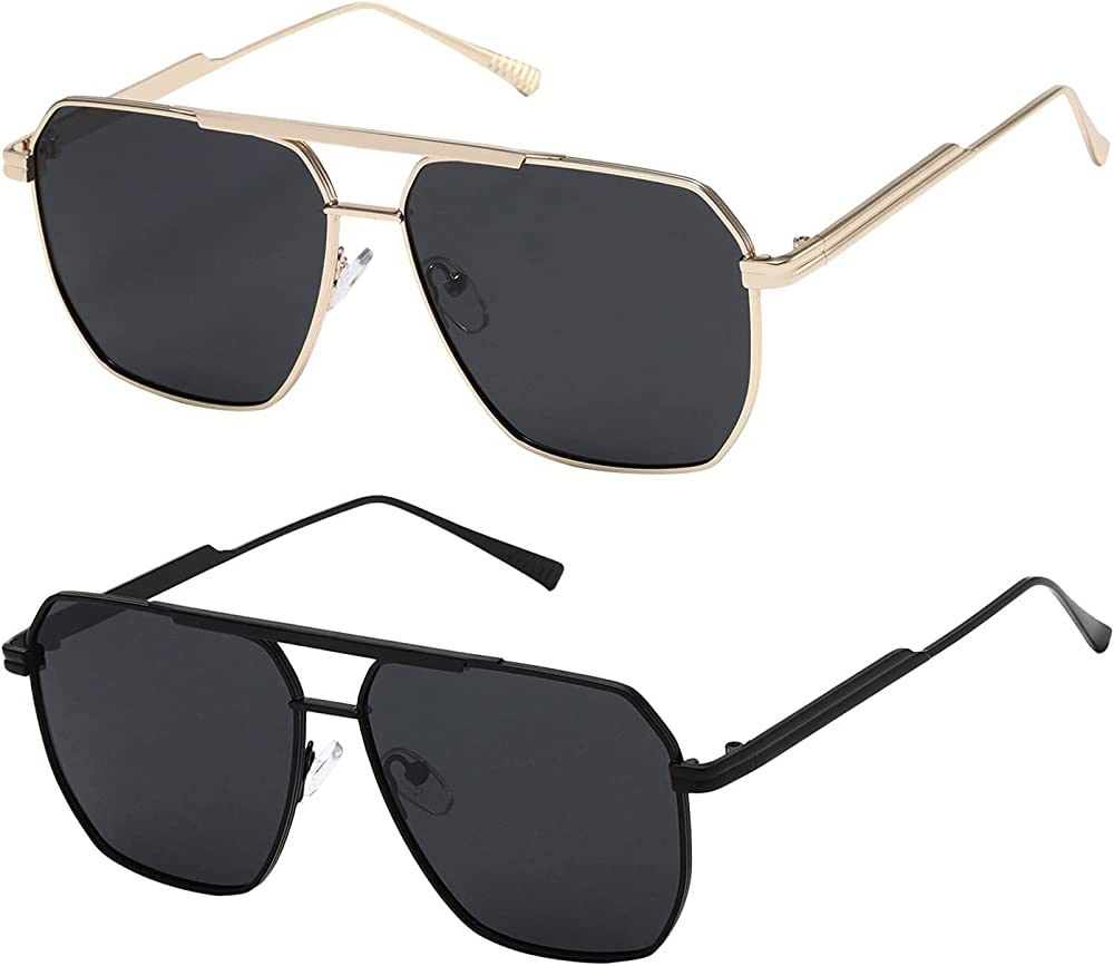 kimorn Polarized Sunglasses Womens Men Retro Oversized Square Vintage Shades Classic Large Metal ... | Amazon (US)