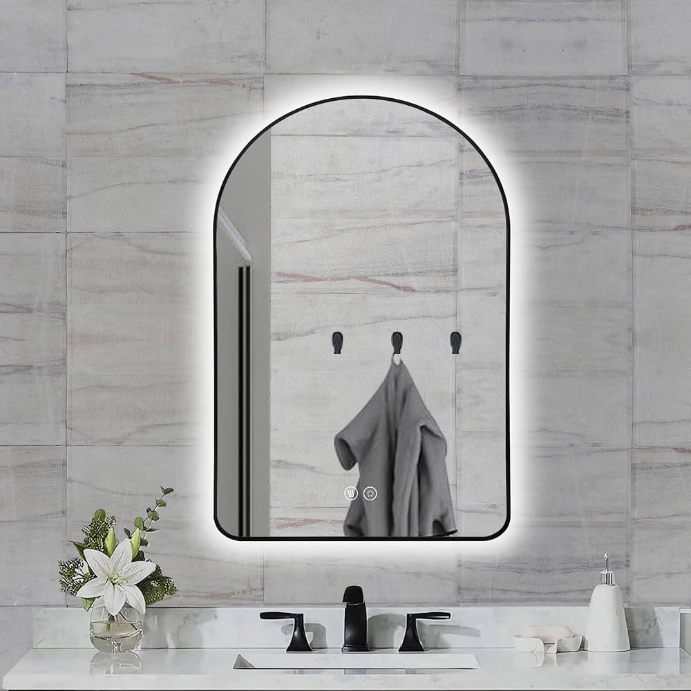 Niccy Arched LED Lighted Bathroom Mirror, 30x20 Inch Backlit Vanity Bathroom Mirror with Lights B... | Amazon (US)